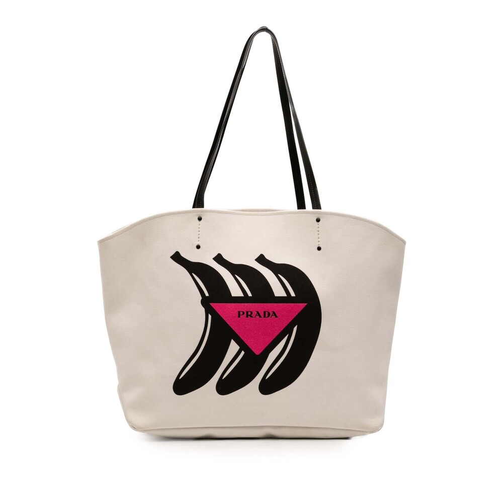 Pre-Loved Prada Canvas Canapa Printed Banana Tote - Picture 1 of 7
